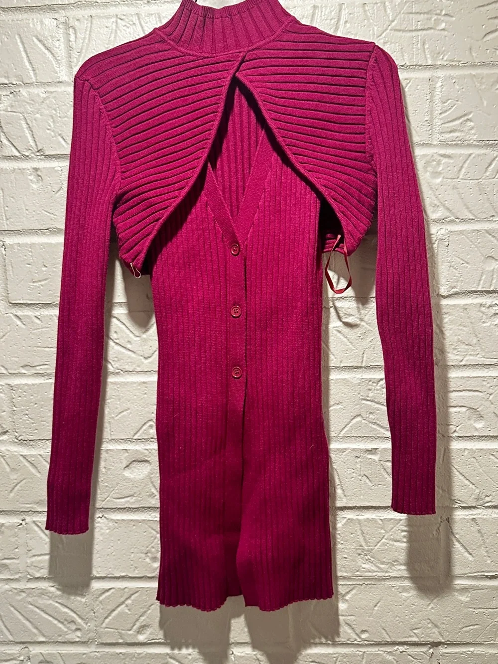New Ronny Kobo Garner Knit Top in Fuchsia Size Medium